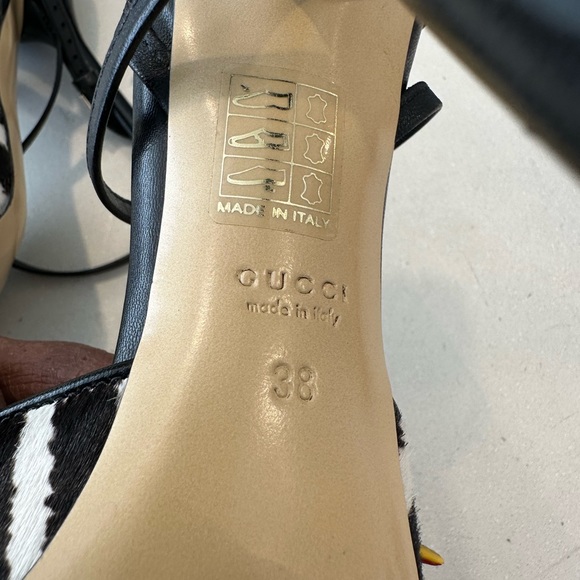 Gucci Zebra Calf Skin sling back heels - Picture 8 of 12